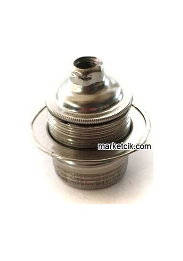 Marketcik Krom Halkalı Metal Porselen E27 Duy