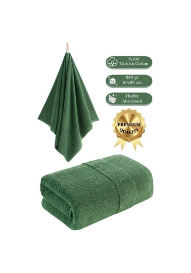 Cotton %100 Banyo Havlusu 50x90 Cm Yeşil