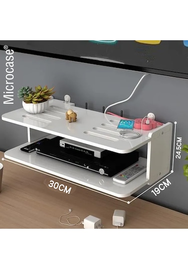 Duvara Monte 3 Raflı Modem Uydu Telefon Kumanda Vb Eşya Düzenleyici Raf Al5348 Beyaz