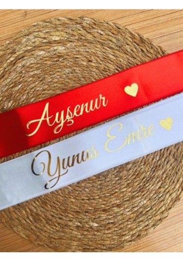 Gelin Damat Isimli Tören Takı Kurdelesi 2 Adet B-42