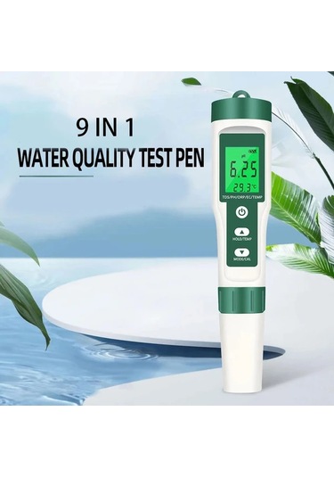 Meridiangoods Yeşil 9'u 1 Arada Su Kalitesi Test Kalemi Ph Orp Ec Tds Sıcaklık Ölçer Taşınabilir