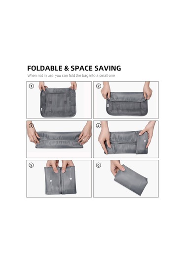 Yunboo Seyahat Çanta Organizer 7'li Set - Su Geçirmez Kumaş, Çift Fermuar, Bölmeli Giyim Depolama Çantaları Gri Gri