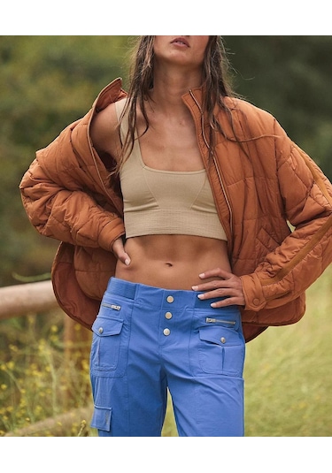 Kadın Hafif Fermuarlı Sıkıştırılabilir Dolgulu Aşağı Mont Koyu Yeşil Koyu Yeşil