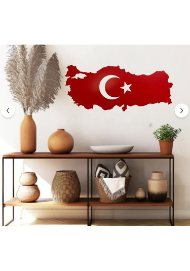 Türkiye Haritası Kırmızı Mdf Duvar Tablosu 50cmx22cm -