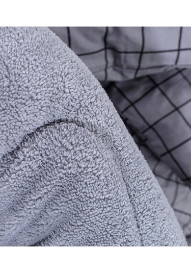 Tek Kişilik Lüx Çift Taraflı Pufidik Desenli Wellsoft Yorgan 155x215 + 1 Adet Yastık Kılıfı Antrasit - Gri