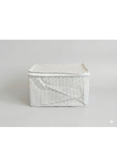 4'lü Gri Çizgili Çorap Hurcu Çok Amaçlı Dolap Içi Ve Çekmece Içi Düzenleyici 29x24x17 Cm Gri - Beyaz