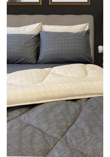 Alla Turca Lux Uyku Seti-tek Kişilik-lastikli Çarşaflı 2yastık Kılıflı-özel Çantada Antrasit/krem