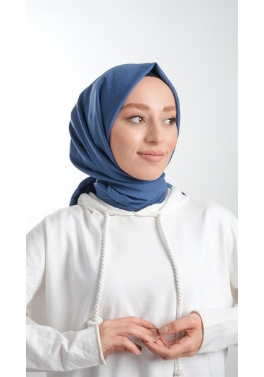 Hürrem Bone 202105_34 Pamuk Düz Klasik Caz Şal İndigo