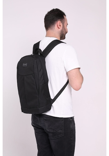 İcone Bag Icone Gölge Baskılı Laptop Gözlü Sırt Çantası Siyah