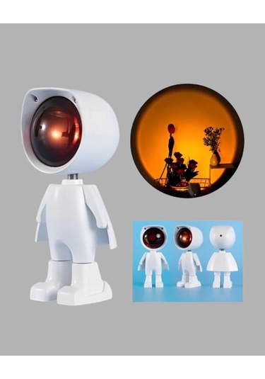 Bfs Astronot Tasarımlı Gün Batımı Efektli Şarjlı Led Lamba Çok Renkli