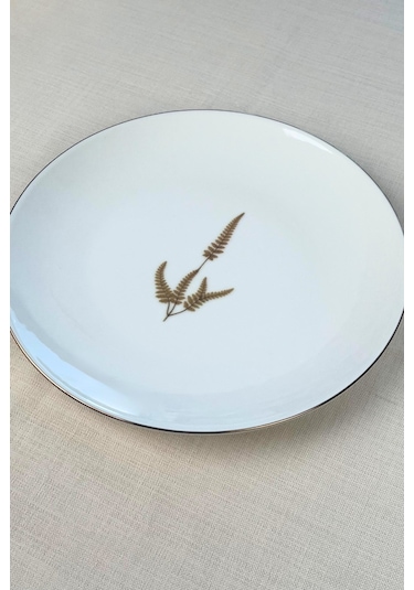 Tabak Evi Porselen Natura Karma Altın Yaldız Servis Tabağı 24,50cm 6 Lı Çok Renkli