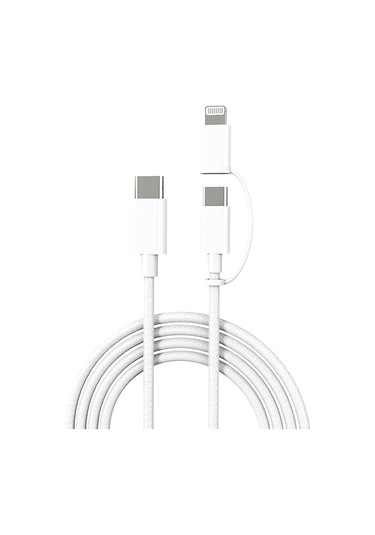 Micflip A22 2in1 Pd Type-c To Type-c + Lightning Mfı Sertifikalı Data Ve Şarj Kablosu 240w 1m Beyaz