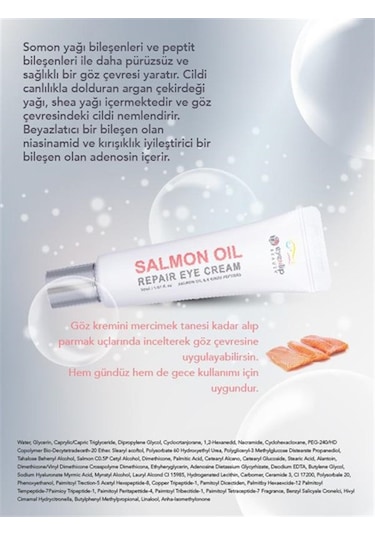 Eyenlip Beauty Somon Yağı İçeren Leke ve Kırışıklık Giderici Onarıcı Göz Kremi 30 ML