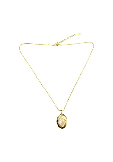 Altın Renk Parlak Ve Şık Taşlı 316l Çelik Vıp Açılır Elmas Model Kadın Kolye - Göz Alıcı Tasarım Altın