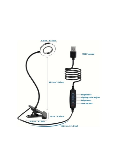 Boatshop1 Beyaz Usb Sarj Edilebilir 360 Derece Donen Led Masa Lambasi Goz Koruma Okuma Ofis Bitki Buyutmek Icin Beyaz