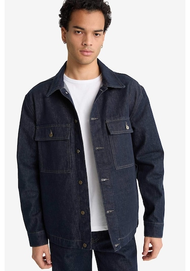 Defacto Relax Fit Düğmeli Jean Ceket F8292ax25aunm34 Mavi