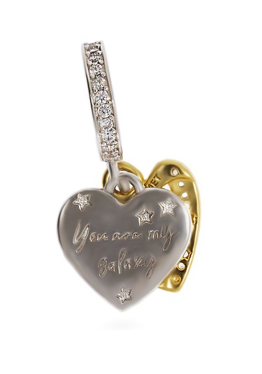 Kadın 'sen Benim Galaksimsin' Yazılı Kalp Model Gümüş Charm