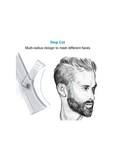 Hfambition Transparent Plastik Sakal Şekillendirici Aleti - 360 Döner, Simetrik Kesim İçin Referans İşaretleriyle