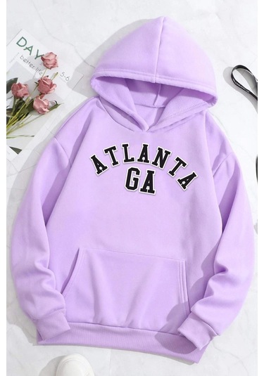 Atlanta Baskılı Sweatshirt Lila