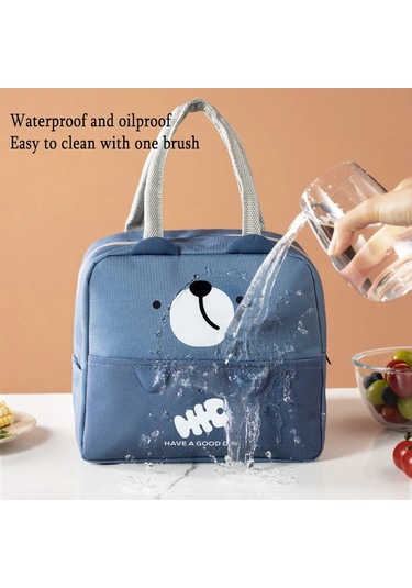 Yalıtımlı Soğutucu Taşınabilir Saklama Çantası Tote Bento Çantası Öğle Yemeği Kutusu Mavi Çok Renkli
