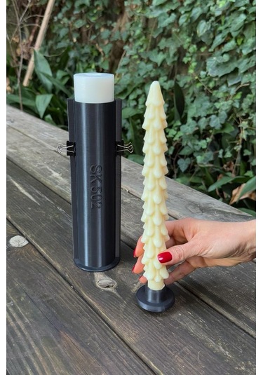 Çam Şamdan Silikon Mum Kalıbı Beyaz