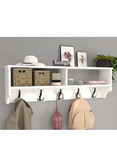 Bofigo Portmanto Duvar Askılığı Elbise Askılığı Beyaz