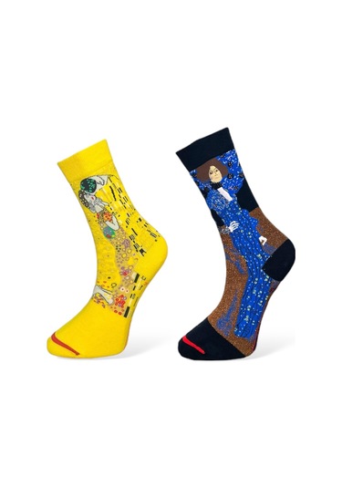 2'li Unısex Sanat Eseri Tasarımlı Esnek Nem Alabilen Pamuklu Spor Soket Çoraplar Çok Renkli