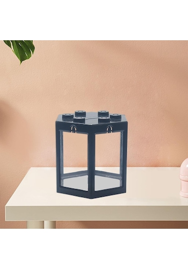 Suntek Mini Balık Tankı Manzara Açık Süs Akvaryum Kare Siyah