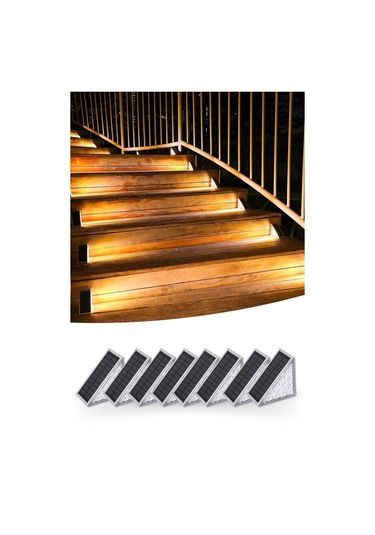 Zmc Bilişim 8 Adet Üçgen Güneş Enerjisi İle Şarj Olan Dış Mekan Solar Basamak Köşe Lambası