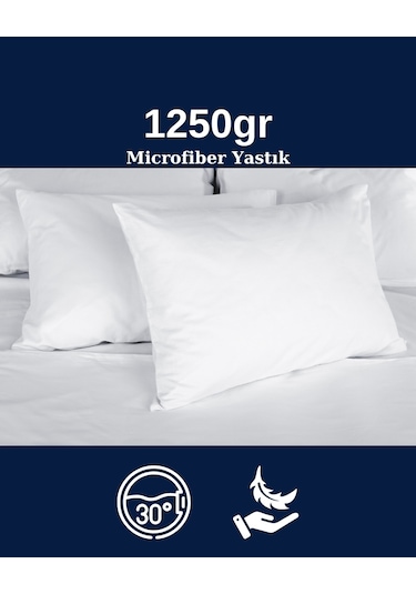 Solivane Microfiber Kumaş 1250gr Beyaz Yastık Premium 60x80cm Otel Serisi Beyaz