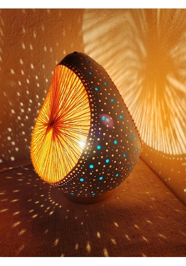 Dekoratif İpli Model Su Kabağı Lamba,dekortif Su Kabağı Abajur Beyaz