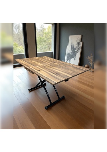 Ortadan Açılır Akıllı Masa Üst Mdf Urartu Alt Ayak Siyah