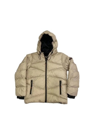 Erkek Çocuk Kapüşonlu Şişme Mont-11053 Bej