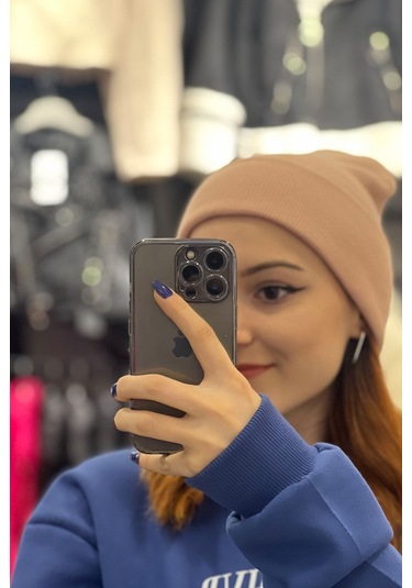 Unisex Kışlık Pudra Katlamalı Bere Pudra