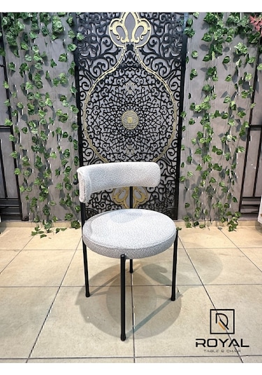 Royal 4 Kişilik Masa Sandalye Takımı Beyaz Teddy Gri