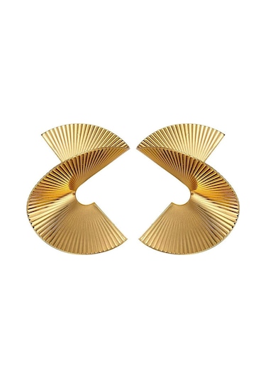 Geeksen "şık Ve Cesur: Altın Renkli Metal S Fan Küpe - Her Tarza Uygun" Gold