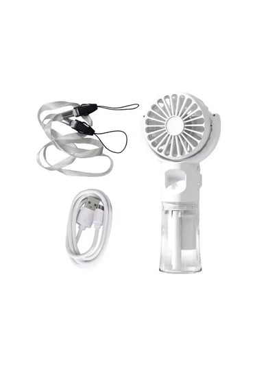 Avuç İçi Taşınabilir Su Spreyli Şarjlı Mini Vantilatör El Fanı F4 Beyaz