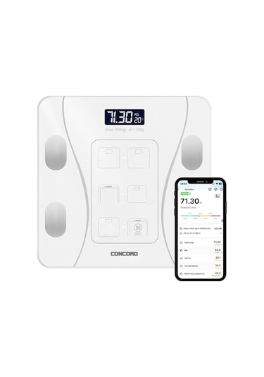 Concord C-w01 Dijital Akıllı Bluetooth Baskül - Beyaz - Pil Hediyelidir