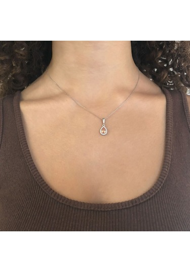 Ferizz Zirkon Taşlı Su Damlası Gümüş Kolye Gk-337