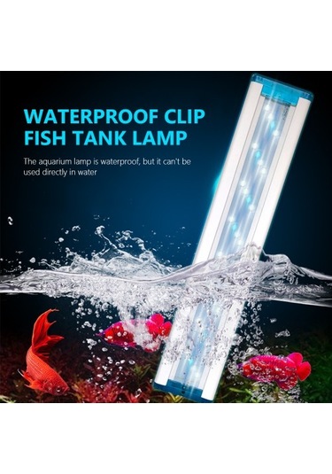 Silkroadselect 18cm Ab Fiş Stili Akvaryum Led Işık Balık Tankı Sucul Bitki Yetiştirme Aydınlatma Su Geçirmez Parlak Kelepçe Lamba Mavi Beyaz Led Cm Abd Ab Beyaz
