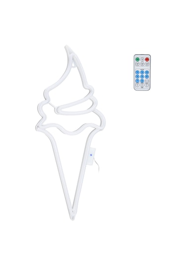 Geeroyoo Mavi Led Dondurma Neon Işığı - 18 Tuşlu Kumanda 8 Modlu Zamanlayıcı Duvar Lambası - Usb/pil Beslemeli - Ev, Restoran, Parti Dekorasyon Aydınlatması Açık Mavi Işık