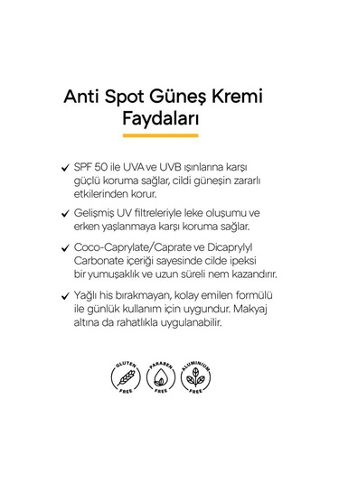 Clooe Vegan Glutensiz Leke Karşıtı 50 Spf Güneş Kremi SPF50+ 50 ML