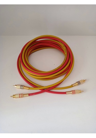 El Yapımı Rca Kablosu %100 Bakır Amfi Ses Aktarım Kablosu Sarı K - 5 Metre