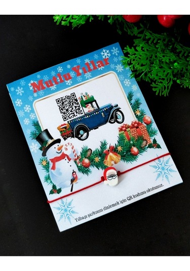 Yılbaşı Hediyesi,yeni Yıl Hediyesi Bileklik Qr Kodlu Yılbaşı Şarkılı Noel Babalı 10 Adet