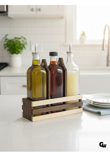 Ahşap Doğal 3lü Yağdanlık Ve Sosluk Takımı Kısa Başlık Set Ceviz 1 Set Ceviz