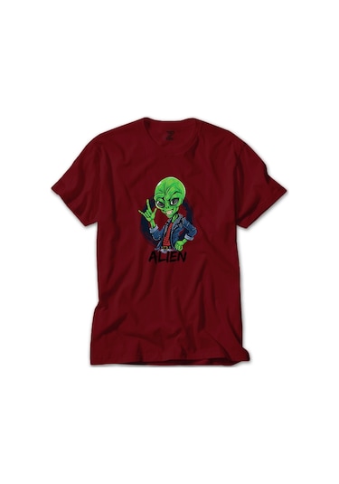 Rock Star Alien Kırmızı Tişört-Kırmızı