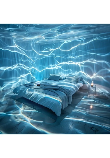 Honeybeeshop Galaxy Su Dalgası Projektörü Usb Gece Lambası Siyah 1 Bilgisayar Uzaktan Kumandalı Okyanus Dalga Etkisi Sualtı Ambiyansı Siyah