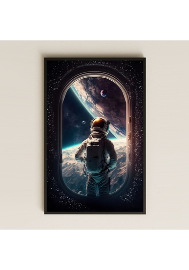Uzay Penceresinden Bakan Astronot Temalı Pleksi Tablo - Derin Kozmik Manzara