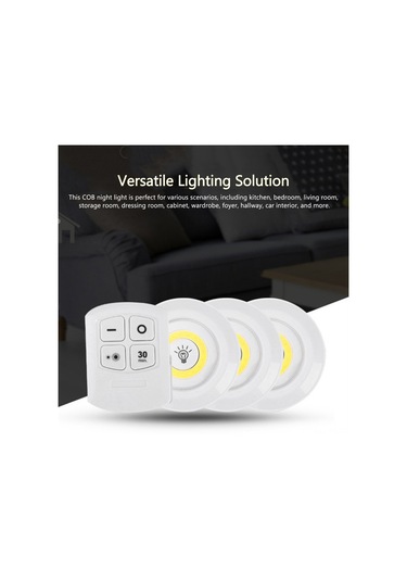 Teltree Cob Beyaz Işık Led Gece Lambası, Uzaktan Kumanda Ve Dokunmatik Kontrol, Yatak Odası Gardırop Için, 30 Dakika Zamanlayıcı 3 Aaa Pil Gereklidir, Çıktıda Yok - 6 Adet Kutulu Beyaz
