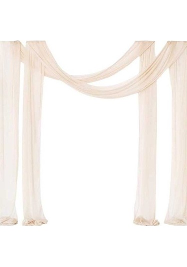 Novahub Düğün Kemeri Şifon Masa Örtüsü, Şampanya Renk, Hafif Kumaş, Çardak Perde, Dekoratif Örtü, Mutfak Ve Resepsiyon Dekoru Şampanya